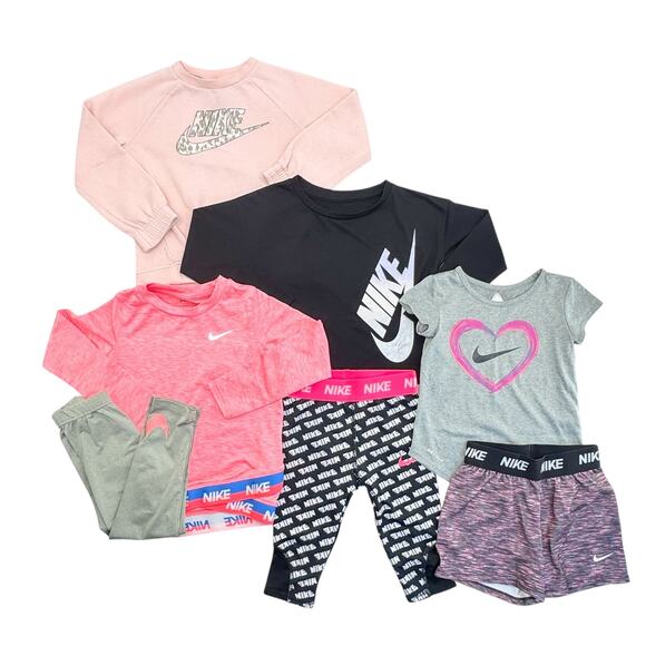 Nike Girls 7pc Athletic wear Bundle - Sizes 3T/4T Dri-Fit - Picture 1 of 6